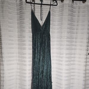 3/$10 SHEIN Jade Pleated Backless Maxi Dress with Front Slit